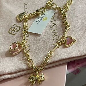 Kendra Scott Gold Bracelet with Pink Charms